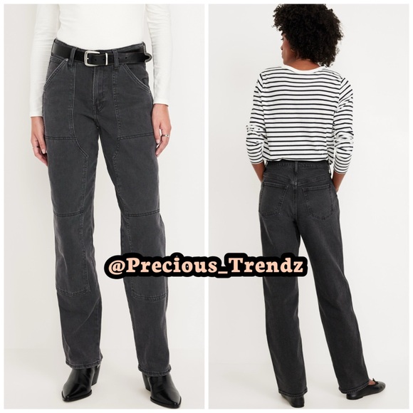 Old Navy High-Waisted OG Loose Utility Jeans Women’s Size 30 Faded Black - Picture 2 of 6